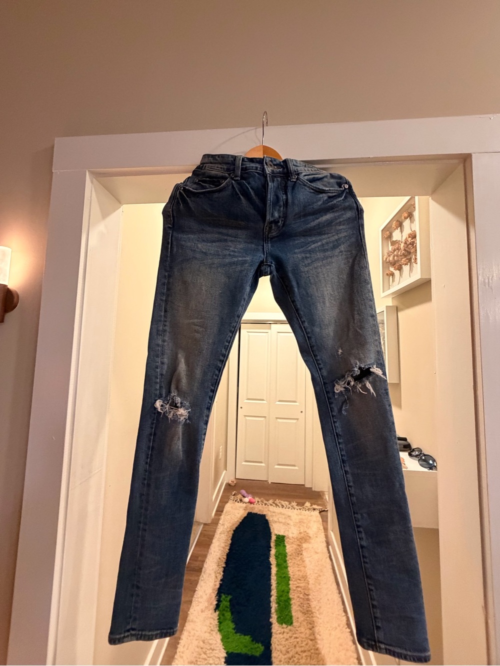 Distressed Slim Fit Blue Jeans